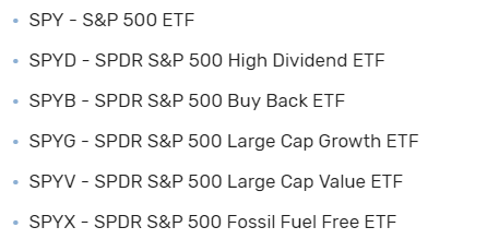 Список ETF на индекс S&P500