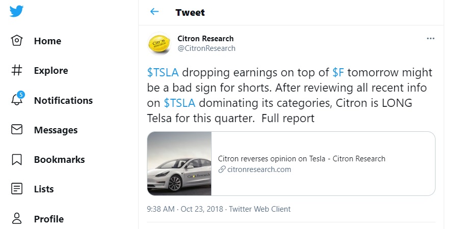 Tesla growth forecast by Citron
